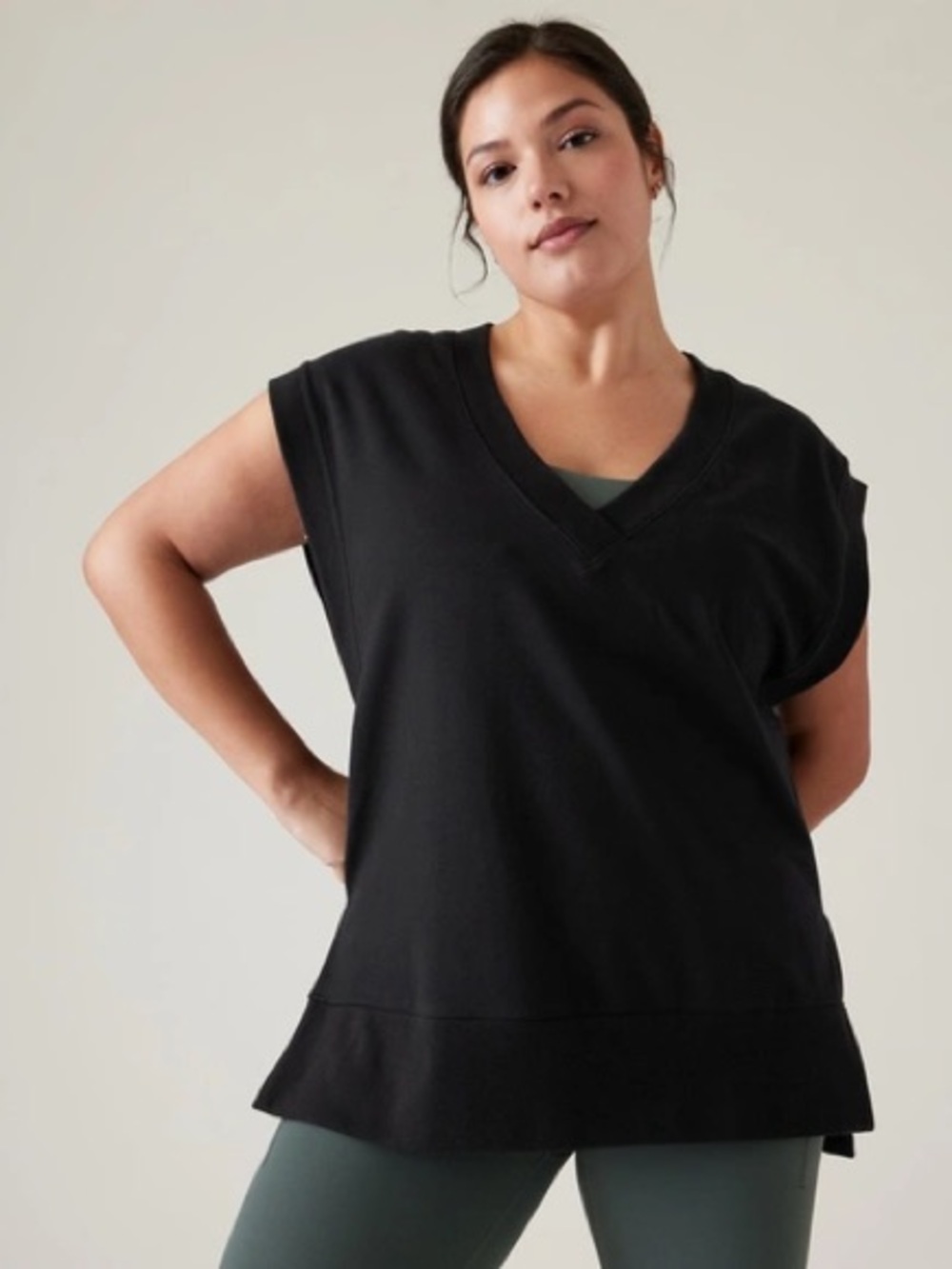 Athleta Oversized Retroterry V-Neck Sweatshirt Tee, Size Large - NWT